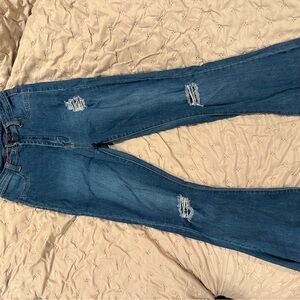 Love Distressed Flare Jeans in Blue